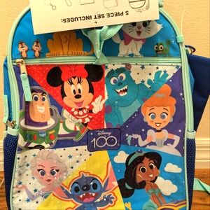 NWT  Five Piece Disney 100 Backpack Set: